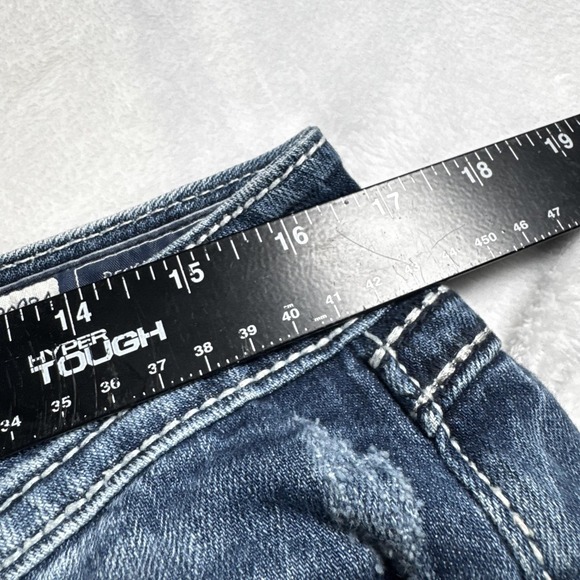 Miss Me Jeans Womens 30 Bootcut Blue Denim JP5809B4 Cross Embroidered Rhinestone - Picture 10 of 12